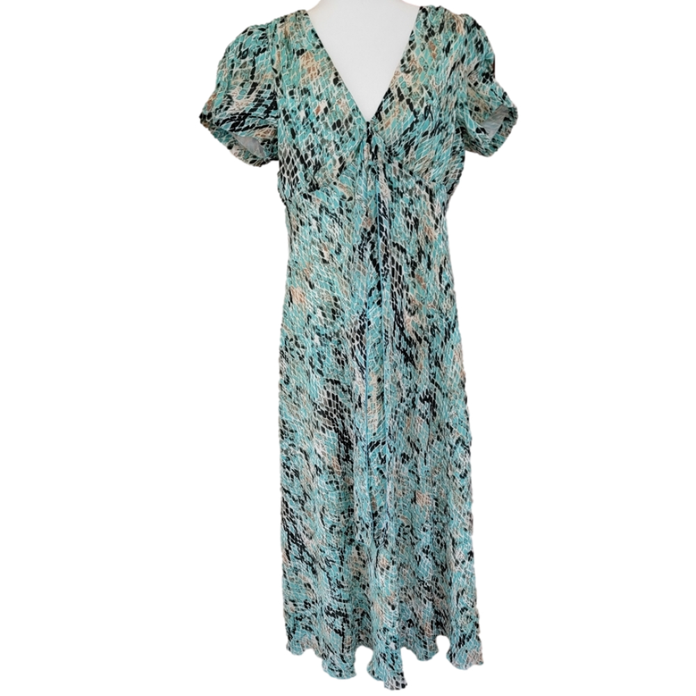 Metrostyle Green Empire Waist Short Sleeve Maxi Dress Size 18 EUC